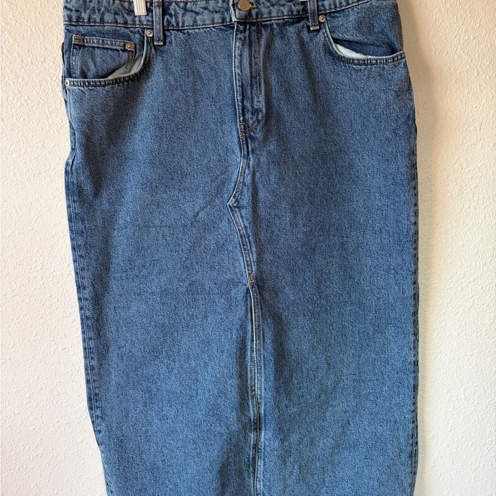 H&M Blue Denim Midi Skirt
